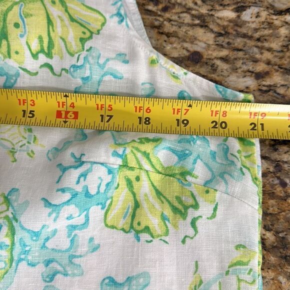 J. Jill Love Linen Ocean Coral Turtle Print Sleeveless V-neck Shift Dress Size M - Picture 7 of 9